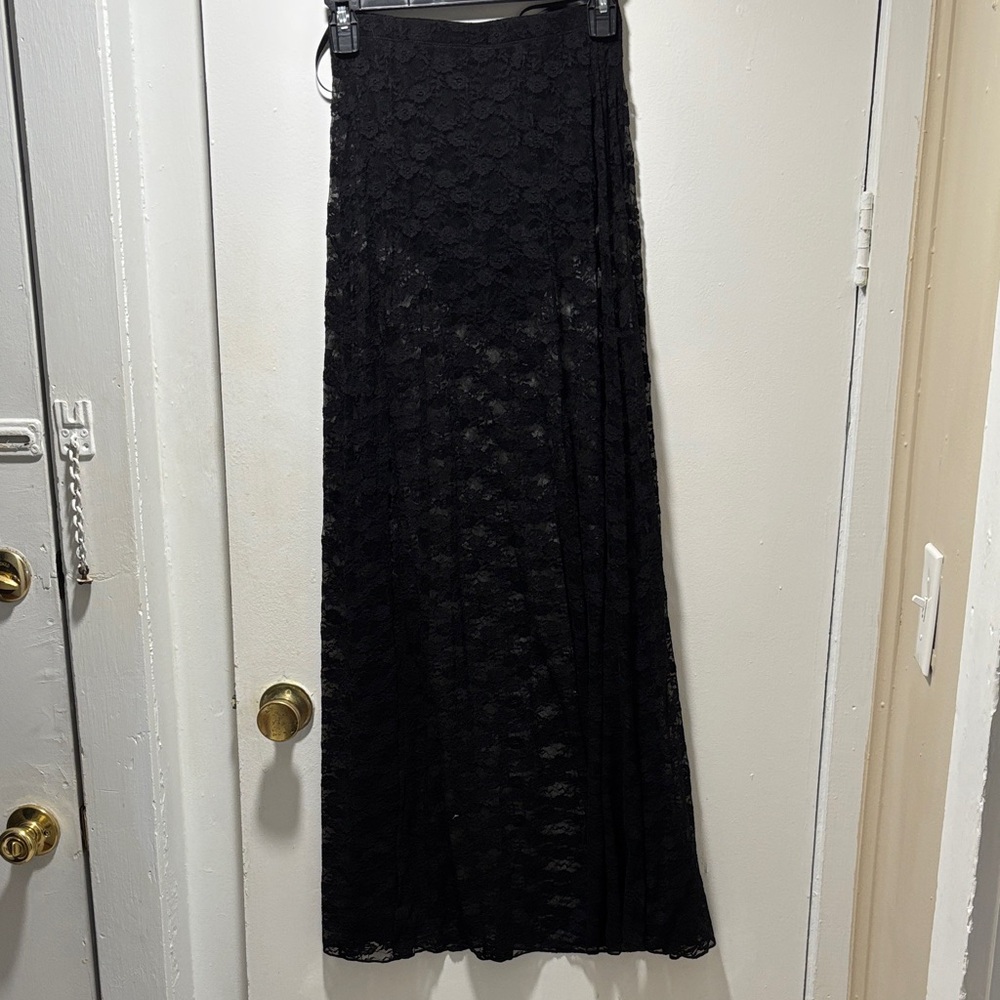 12th Tribe Black Lace Maxi Skirt